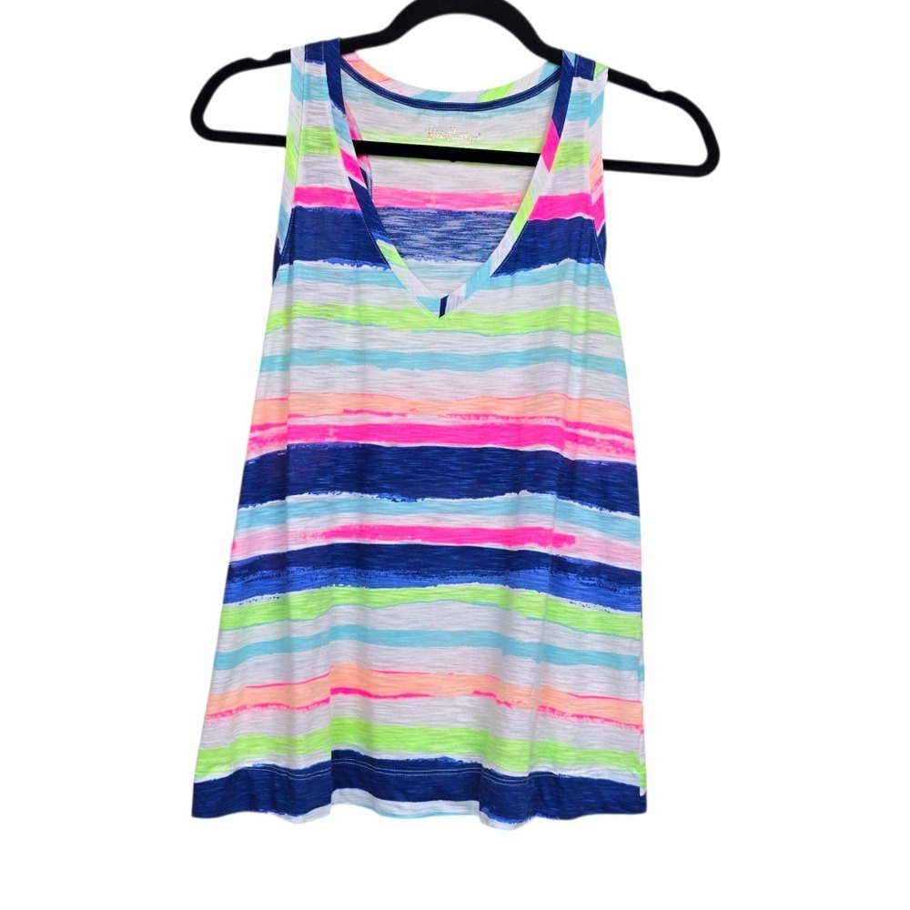 Lilly Pulitzer Womens Sleeveless Colorful Striped Kinsey Tank Top Size XS